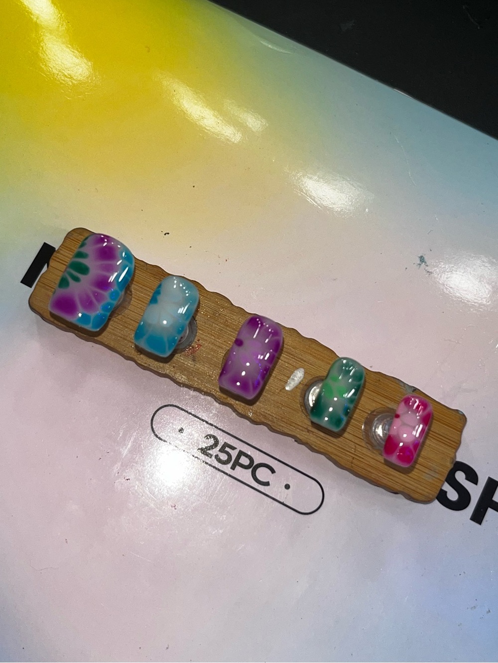 Colorful Mixed Kids Nail Set - Pink, Purple, Blue, Green